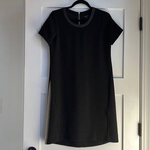Madewell Women Black Textured Leather Neck Trim Mini Dress XS